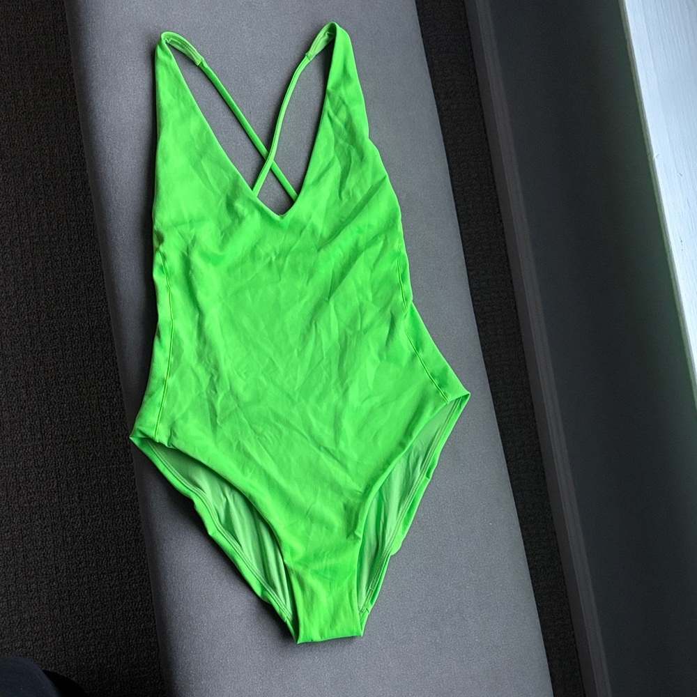 Left on Friday Apple (Neon Green) One Piece Swimsuit sz M
